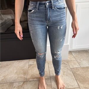 Judy Blue Skinny Blue Jeans Distressed Ankle-Length